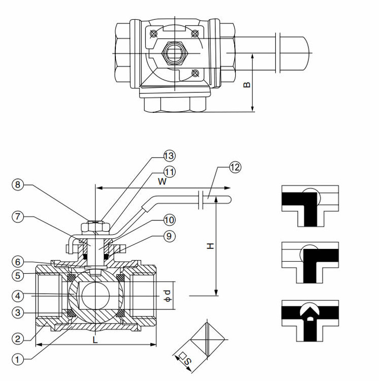 شیر سه راهیL port استنلس استیل - 316- موتورخور -1000 وگ KITZ
