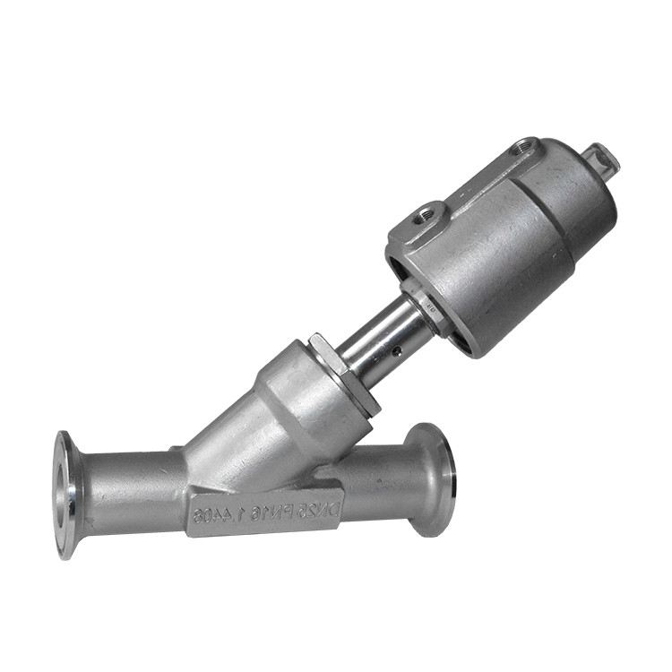 شیر انگل ولو (زاویه ای) کلمپی پنوماتیک استنلس استیل ۳۱۶ صنایع دارویی