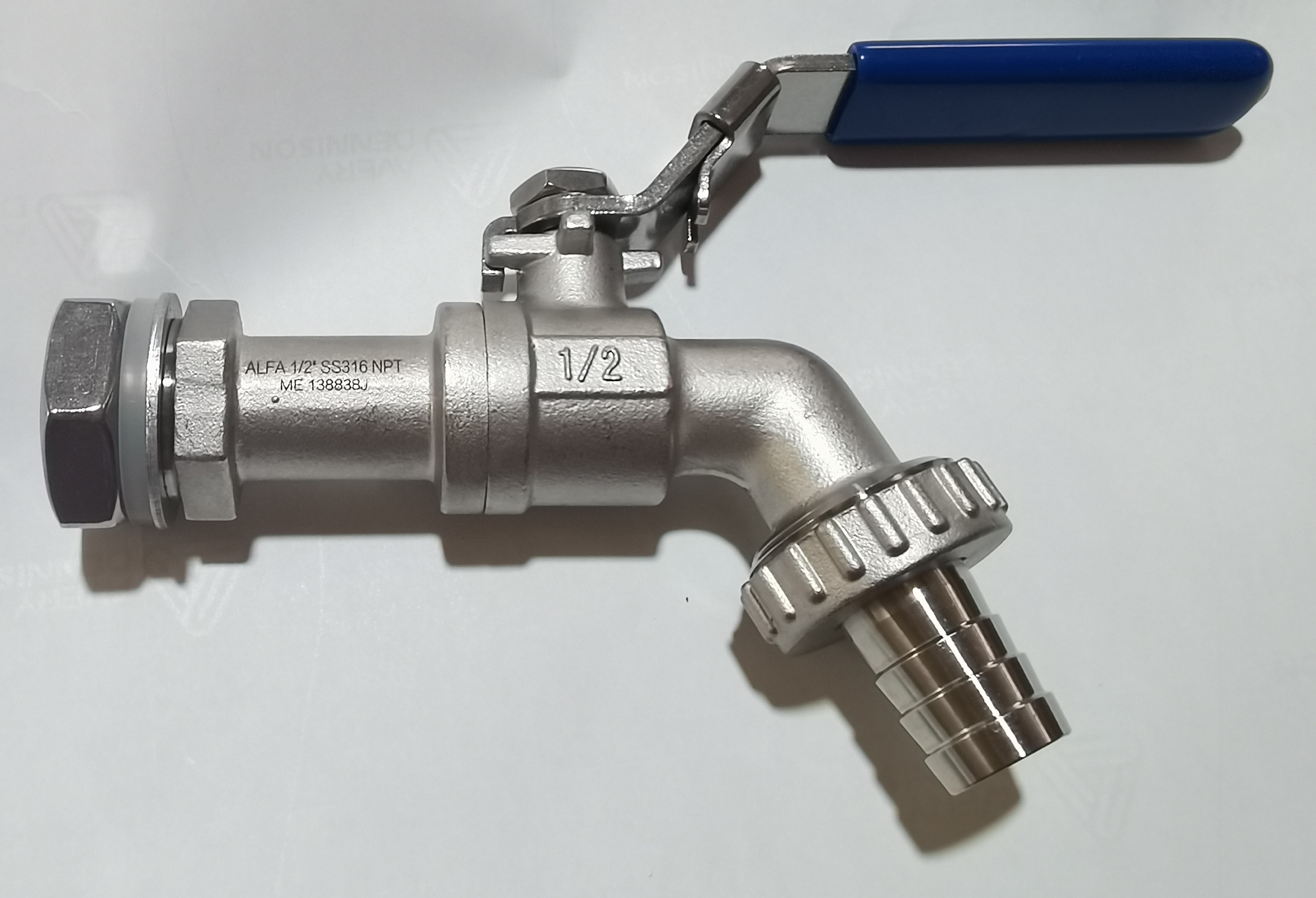 شیر شلنگی حیاطی استیل 316 -آلفا  1/2"